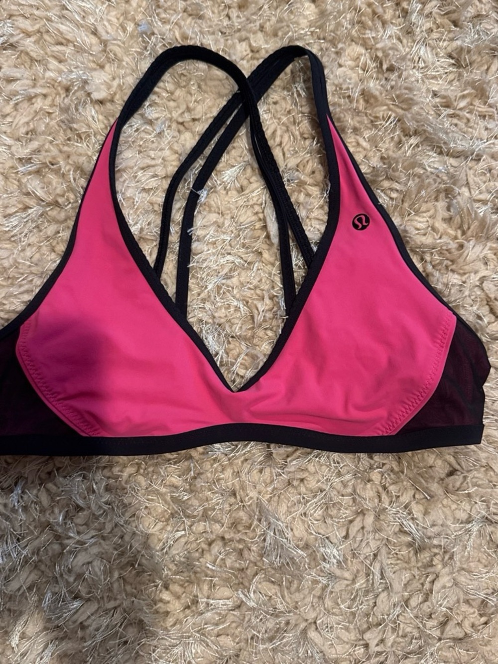 lululemon Hot Pink & Black Strappy Sports Bra
